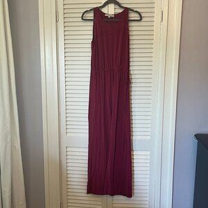 Loft maxi tank dress sleeveless pink lace medium